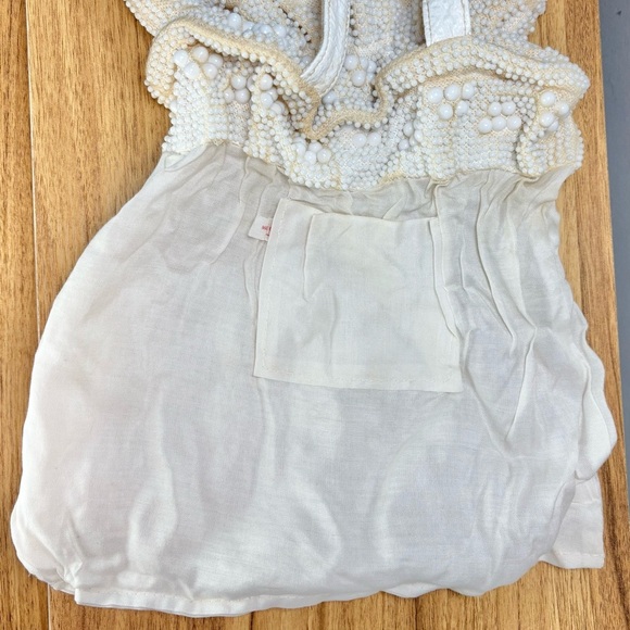 Vintage 1950s Candy Dot Cream & White Double Beaded Hand Bag - Picture 13 of 15